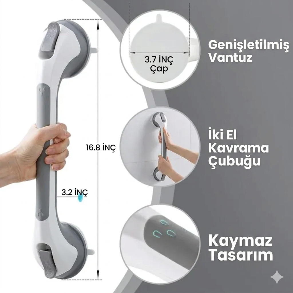 Vantigo™-Kayma Önleyici Banyo Destek Barı